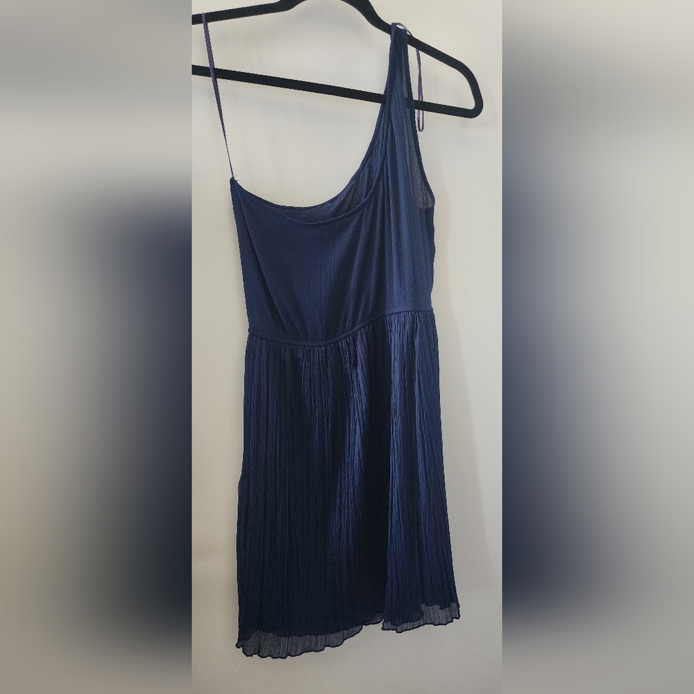 4/$45 - Zara Trafaluc Collection one shoulder navy blue dress size L - Picture 2 of 3